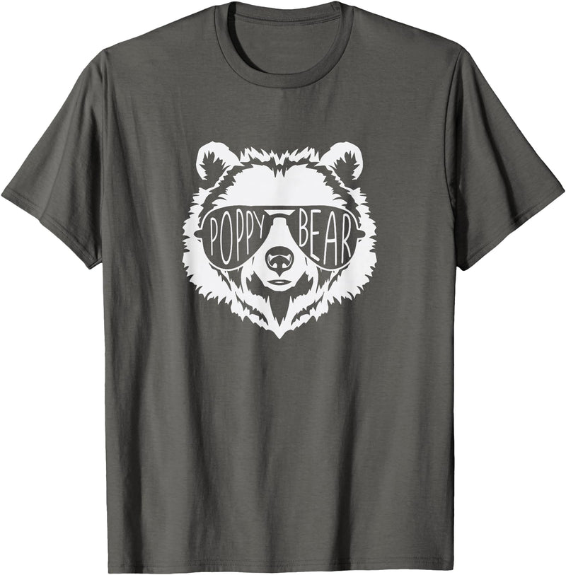 poppy Bear Family Apparel Poppy Bear Face with Sunglasses T-Shirt - Asphalt Grey