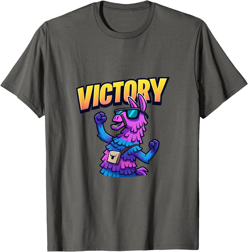 PixelLlama Victory Gaming Victory Llama T-Shirt - Asphalt Grey