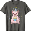 Funny Party Animals Cute Pink Pig Party Hat 50th Birthday Cupcake Gift T-Shirt - Asphalt Grey