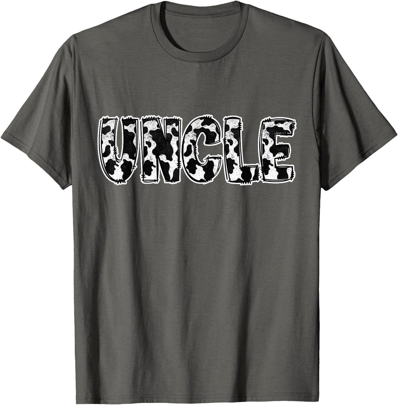 Cow Print Designs for the whole Family Uncle Cow Pattern Cow Print T-Shirt - Asphalt Grey