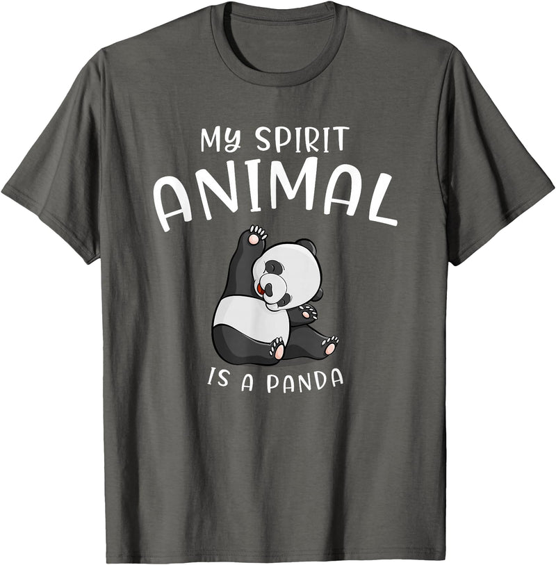 Animal Shirt Gifts for Birthday My Spirit Animal is A Panda Panda Bear SHIRTAnimal Lover Tee T-Shirt - Asphalt Grey