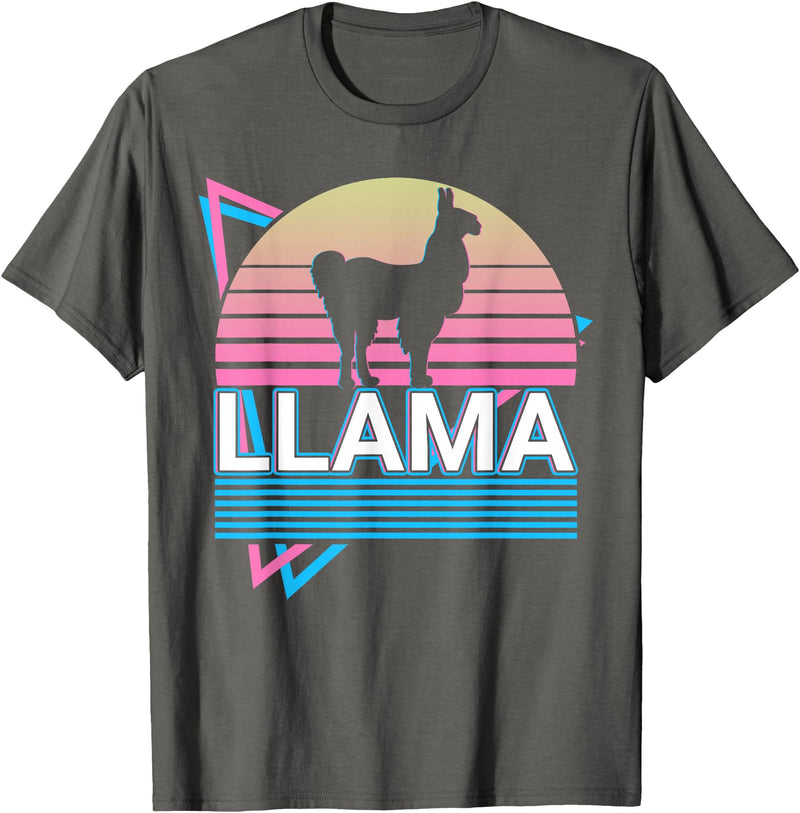 Llama Gifts Llama Alpaca Retro T-Shirt - Asphalt Grey