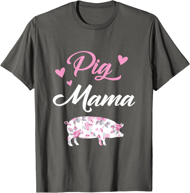 Funny Pig Lover Piggy Squad Gift For Women Pig Mama Funny Pig Mom Gift For Women Piggy Squad T-Shirt - Asphalt Grey