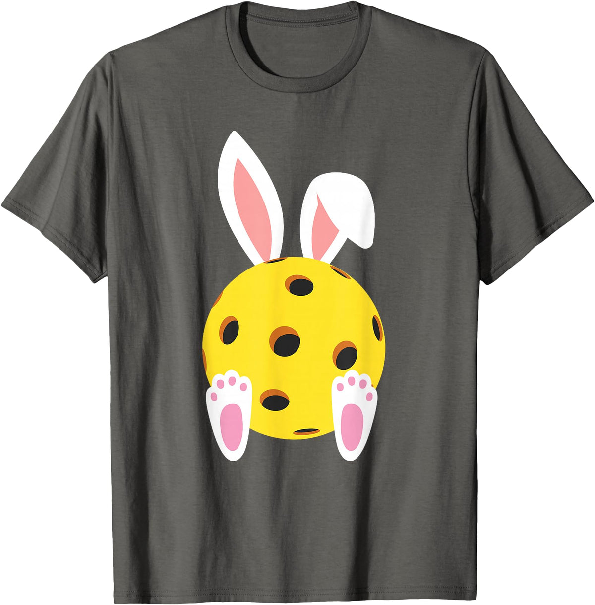 Cute Rabbit Lover Bunny Graphic T-Shirt (Black) in Asphalt Grey