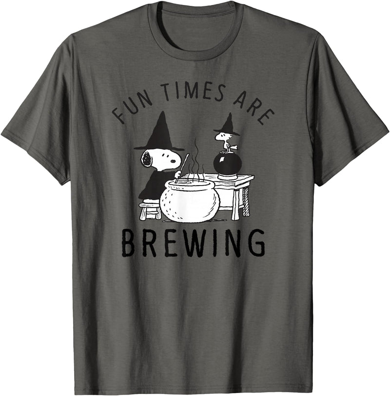 Peanuts Halloween Fun Times are Brewing T-Shirt - Asphalt Grey