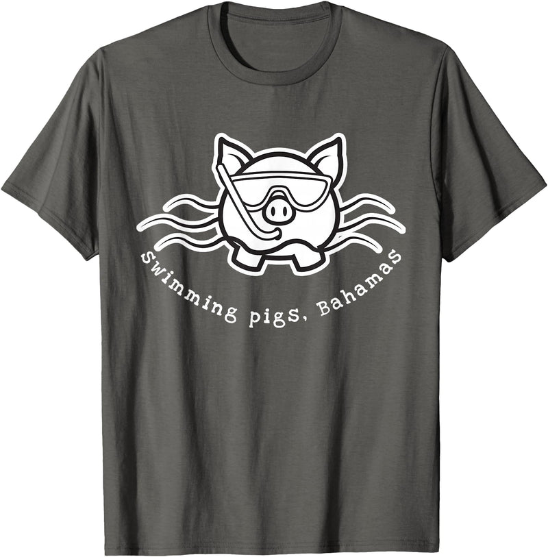 Bahamas Swimming Pigs Bahamas Swimming Pig with Mask and Snorkel T-Shirt - Asphalt Grey
