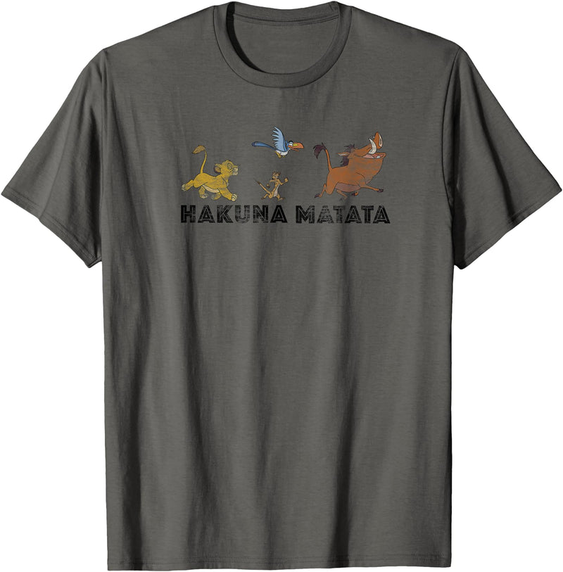 Disney - : Lion King Hakuna Matata Simba Timone Pumbaa T-Shirt - Asphalt Grey