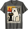Utschki Bratschki Black Cat and Polar Bear Winter Animal Cute Snow Art T-Shirt - Asphalt Grey