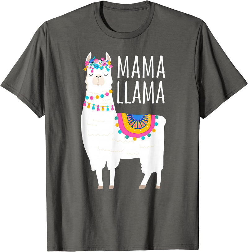 Mama Llama Lover Gifts by Memme Mama Llama Shirt for Women T-Shirt - Asphalt Grey