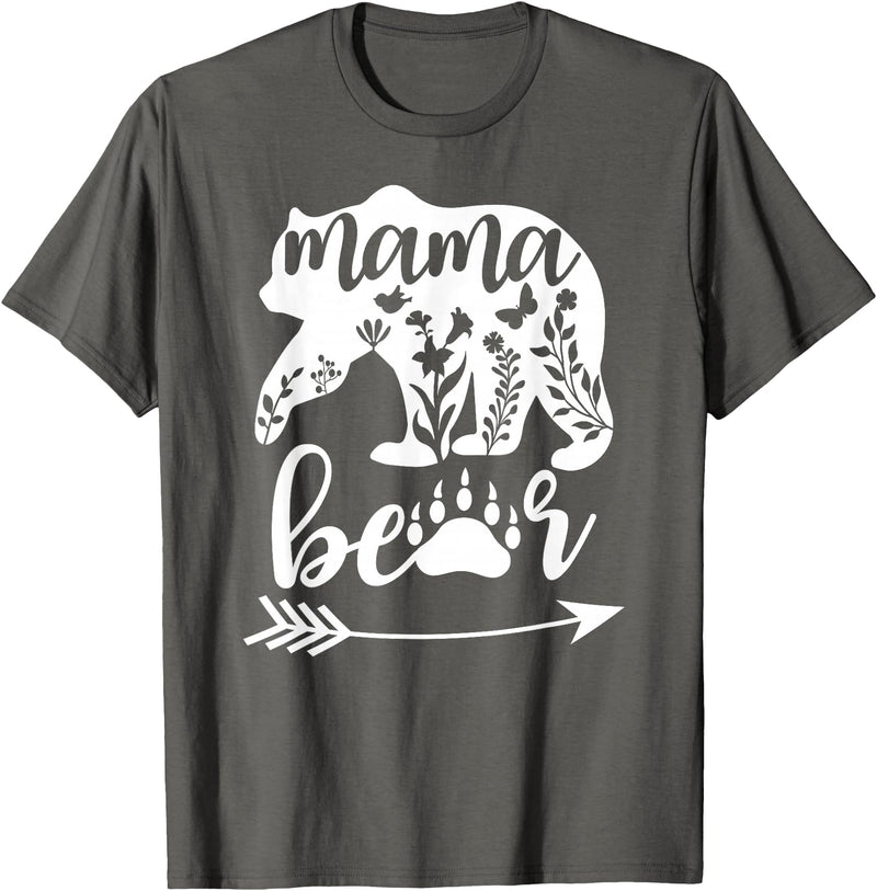 Women Floral Mama Bear TShirt Mama Bear Mom Women Floral Mama Bear Mom Bear Mommy Bear Floral Mama Bear T-Shirt - Asphalt Grey