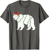 Funny Christmas Polar Bear Holiday Gifts Polar Bear Christmas Santa Hat Lights Xmas Gifts T-Shirt - Asphalt Grey