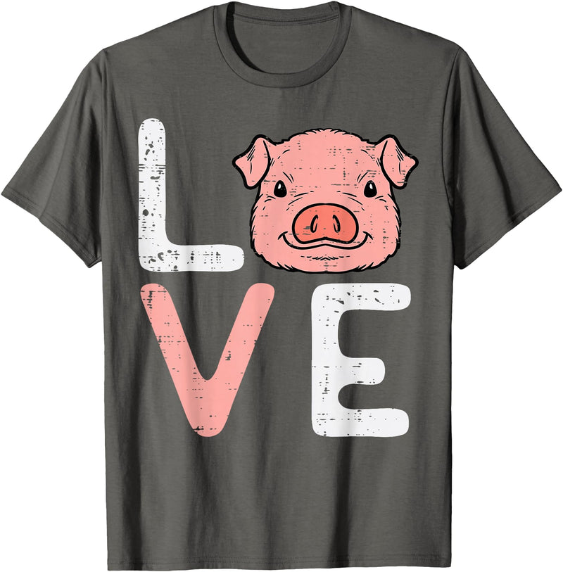 Pig Lover Shirts For Men Women Kids Love Pig Cute Hog Farmer Swine Farm Animal Women Kids Men T-Shirt - Asphalt Grey