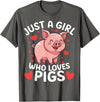 Funny Pig Lovers Cute Pig Just A Girl Who Loves Pigs T-Shirt - Asphalt Grey