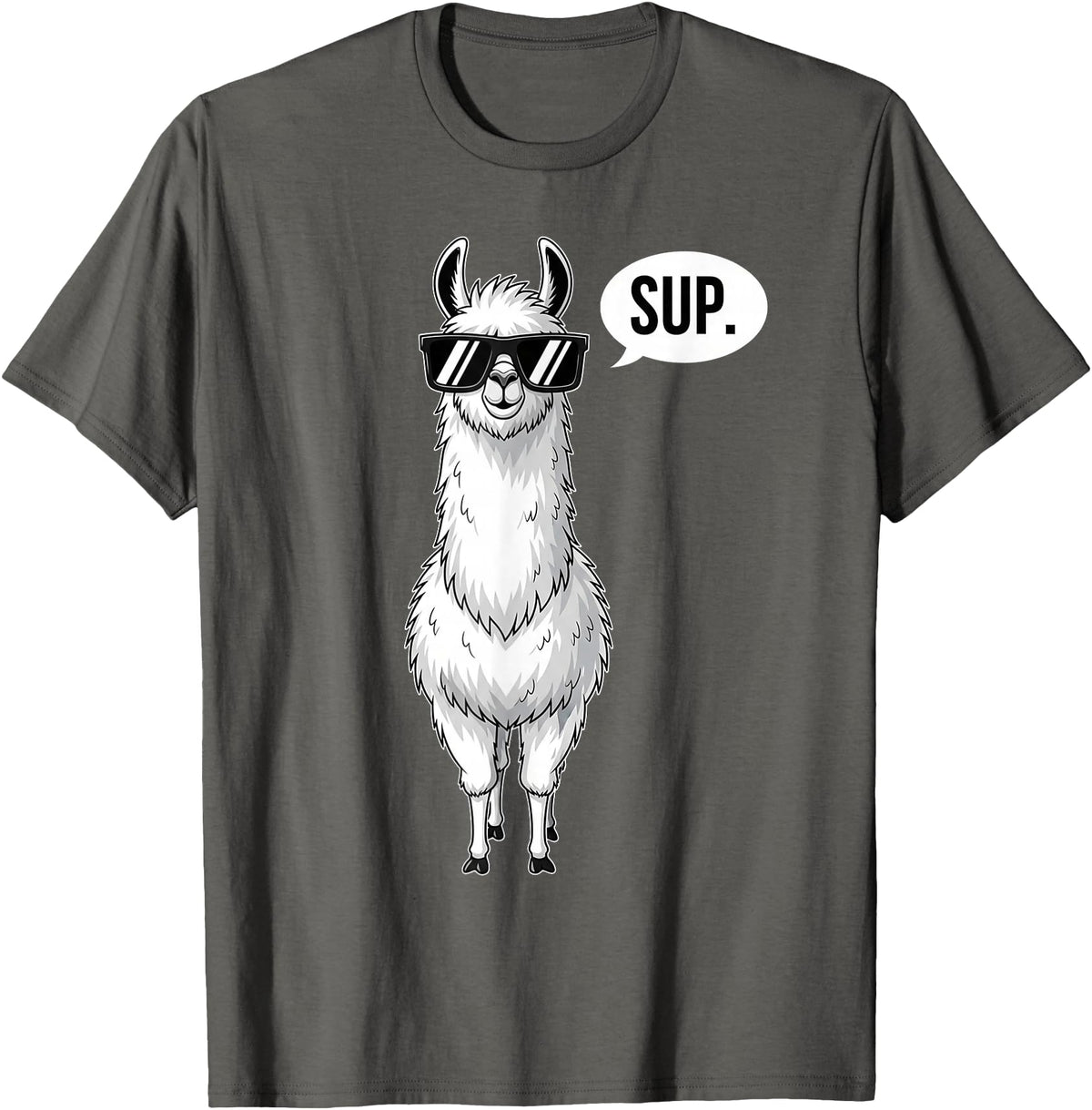 Funny Llama lover Co Alpaca Llama with Sunglasses Sup T-Shirt - Asphalt Grey