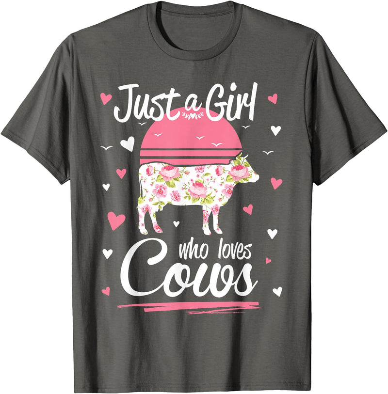 Pack A Punch Just A Girl Who Loves Cows Shirt Vintage T-Shirt - Asphalt Grey