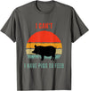 Funny Farming Tees For Pig Farmers Funny Pig Farmer Humor I Can't I Have Pigs to Feed T-Shirt - Asphalt Grey