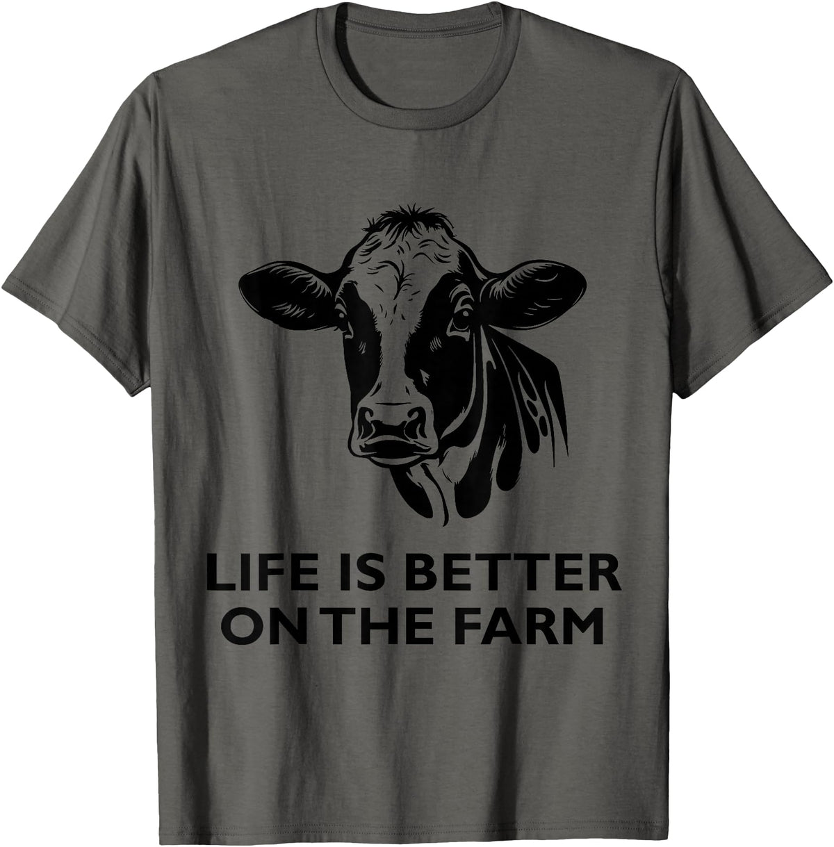 Framing Apparel For Farmer and Animal Lovers. Retro Vintage Cow Life is Better On The Farm Farmer Men T-Shirt - Asphalt Grey