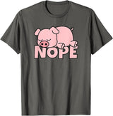 Funny Laziness Shirts & Gifts For Animal Lovers Lazy Pig Piggy Not Today Nope T-Shirt - Asphalt Grey