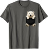 Funny Polar Bear in Pocket Polar Bear Lover Cute Pocket T-Shirt - Asphalt Grey