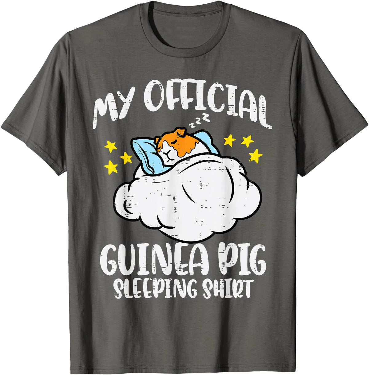 Guinea Pig Shirts For Men Women Kids Gift My Official Guinea Pig Sleeping Shirt Cavy Women Kids Men T-Shirt - Asphalt Grey