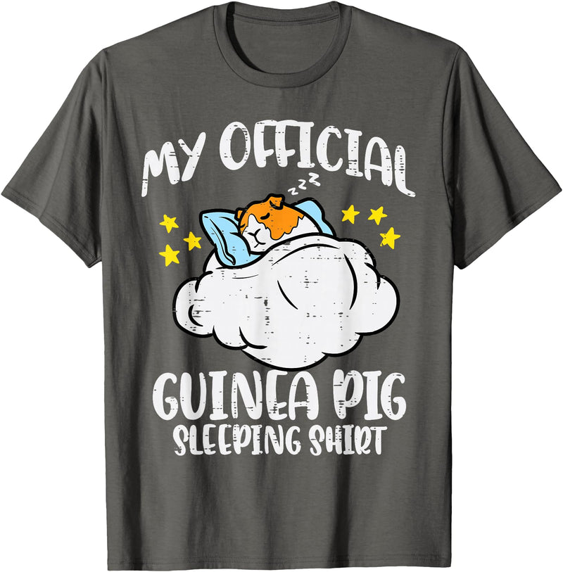 Guinea Pig Shirts For Men Women Kids Gift My Official Guinea Pig Sleeping Shirt Cavy Women Kids Men T-Shirt - Asphalt Grey