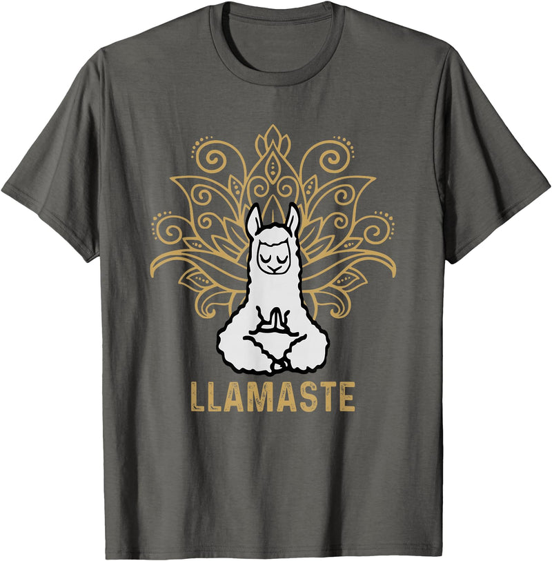 Lama Llamaste Family Summer Sport Yoga Gift Tees Llamaste Yoga Gift For Men Women Kids Lover Llama Yoga T-Shirt - Asphalt Grey