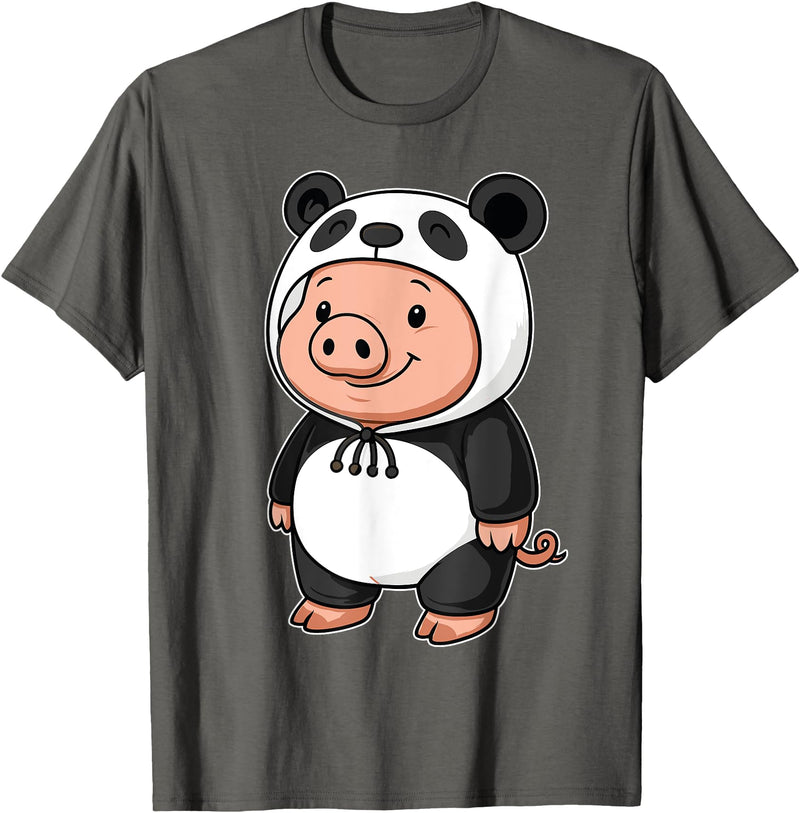 Pig In Panda Costume Kawaii Design Kawaii Pig In Panda Costume for Girls kids Pig Lover T-Shirt - Asphalt Grey