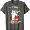 Hiking Lover Design Its My 16th Birthday Dabbing Polar Bear T-Shirt - Asphalt Grey