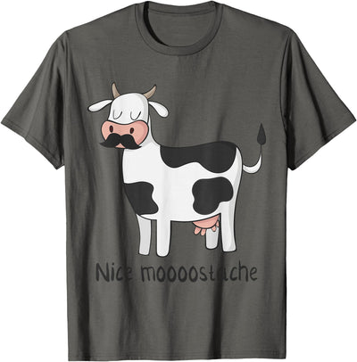 Funny Awesome Cow Nice Moostache Funny Cow with Mustache T-Shirt