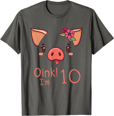 Oink Im 10 Birthday Pig Face T-Shirt