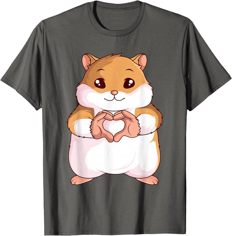 Hamster Lovers Girls Ladies T-Shirt - Asphalt Grey