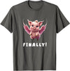 When The Pigs Fly: Gifts for Moms Kids Farmers Finally, Cute Pink Pig Flying When The Pigs Fly Saying Funny T-Shirt - Asphalt Grey