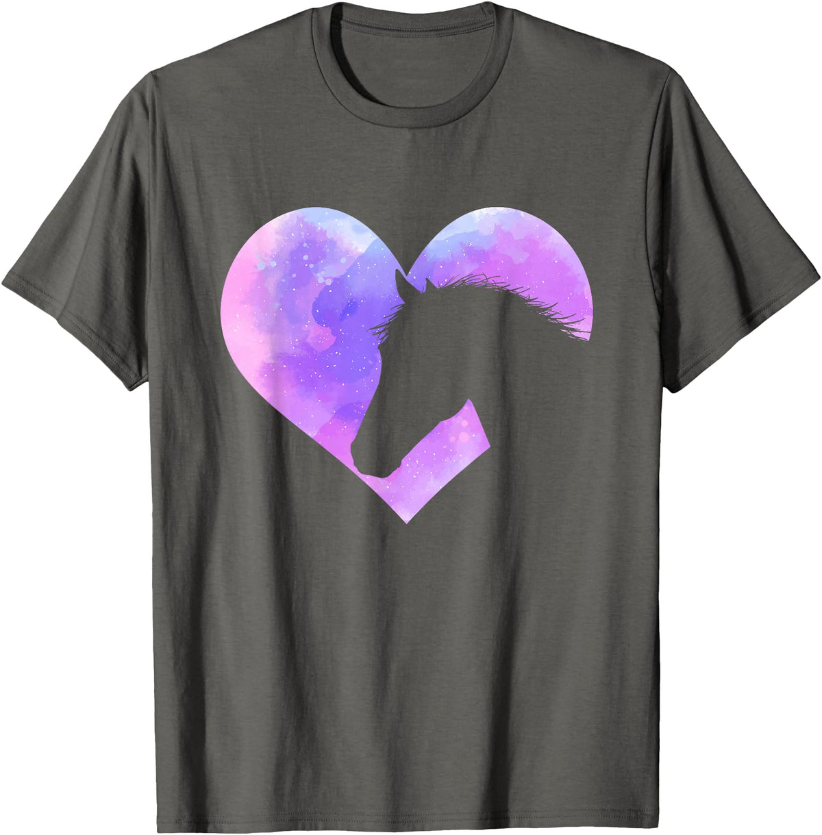 Funny Horse Shirts Horse Head Heart Shaped Design - Horseman Horseback Rider T-Shirt - Asphalt Grey