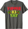 Yippee-Ki-Yay Design Unisex-Adults Funny Christmas T-Shirt, Black, Small - Asphalt Grey