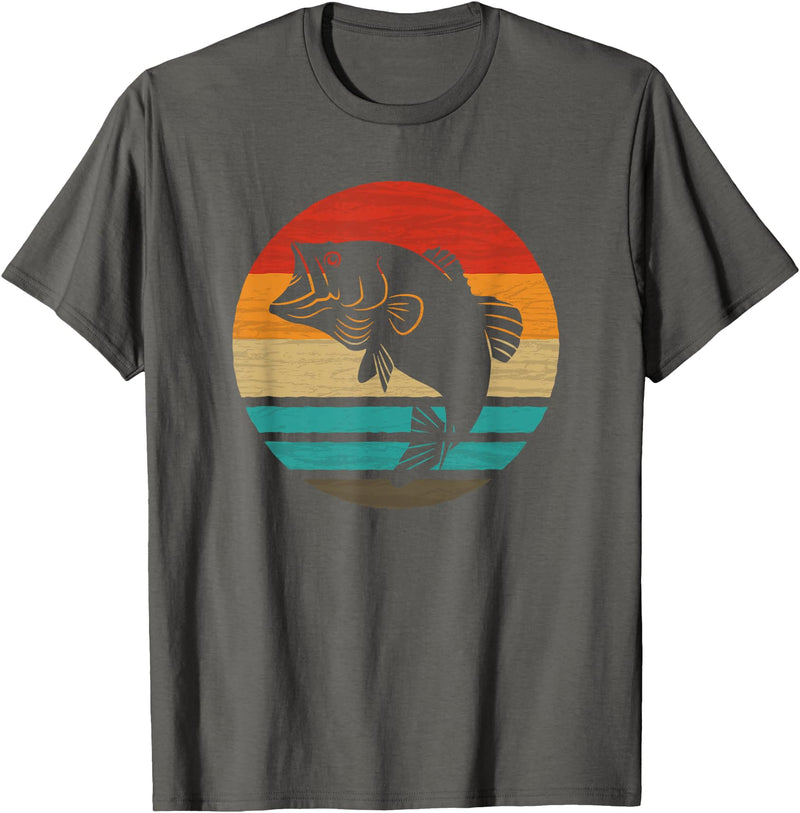 Fishing Accessories & Clothing Gifts Women Men Fish Retro Style Vintage T-Shirt - Asphalt Grey
