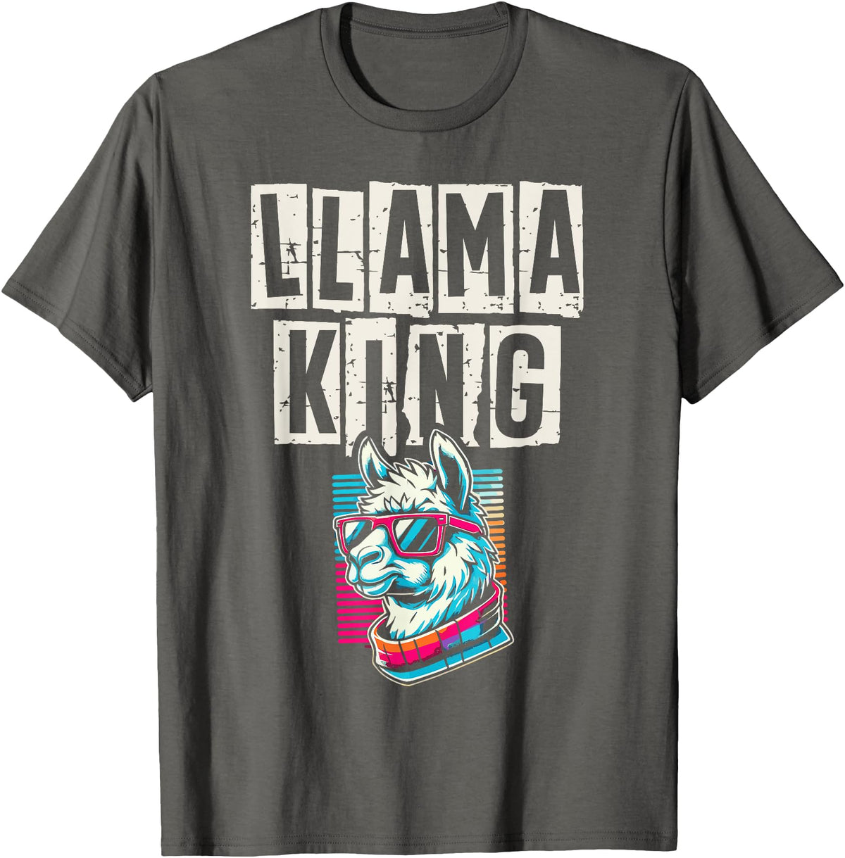 Llama Alpaca Lover Gifts Llama King Llamas Animal Lover T-Shirt - Asphalt Grey