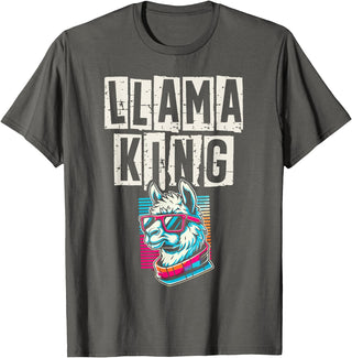 Llama Alpaca Lover Gifts Llama King Llamas Animal Lover T-Shirt - Asphalt Grey