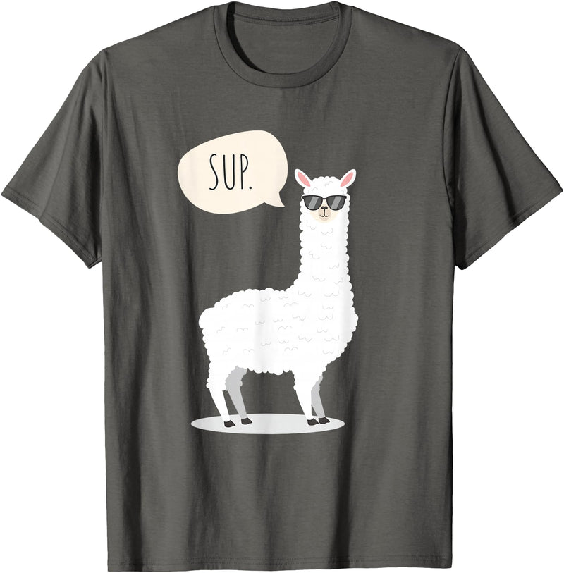 Funny & Cute Llama Gifts by OMG Sup No Drama Llama Alpaca T-Shirt - Asphalt Grey