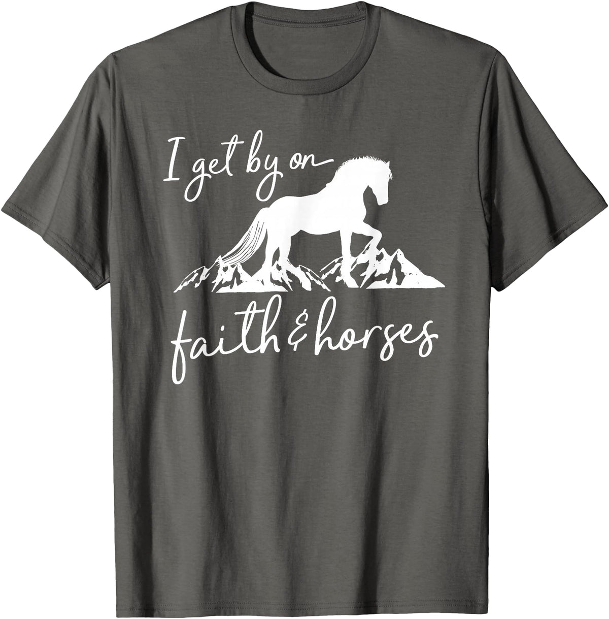 Equestrian Horse Lover Graphic Designs Faith and Horses - Christian Horse Lover T-Shirt - Asphalt Grey