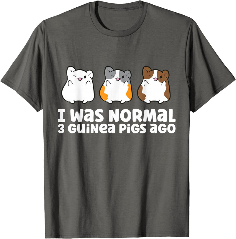 Guinea Pig Tees And Gifts For Guinea Pig Owners Guinea Pig Owner I Was Normal 3 Guinea Pigs Ago T-Shirt - Asphalt Grey