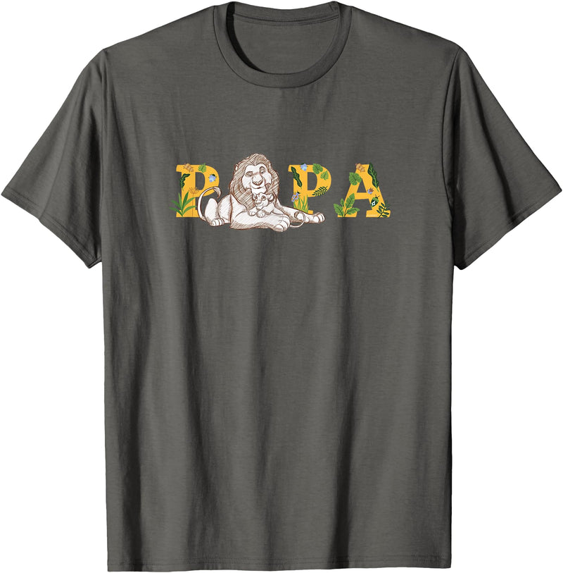 Disney The Lion King Papa Father's Day Mufasa & Simba Sketch T-Shirt - Asphalt Grey