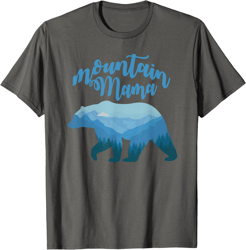 Wildflower Tee Co. Mountain Mama Bear T Shirt Mountain Mom Matching Family Tee - Asphalt Grey
