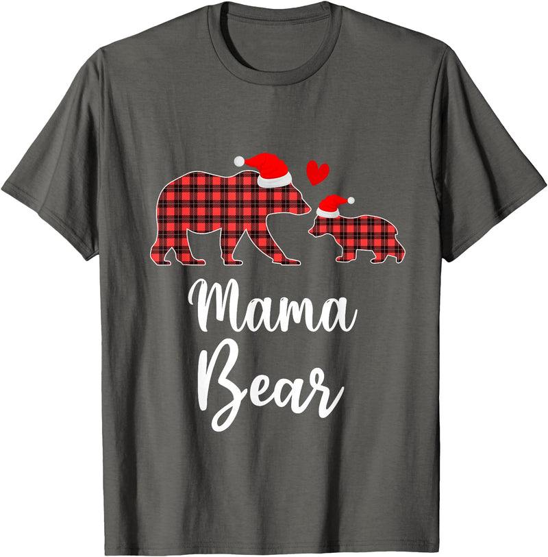 Cute Xmas Gifts Tartan Bear Cub Matching Costumes Mama Bear Buffalo Red Plaid Christmas Pajama Family Outfits T-Shirt -