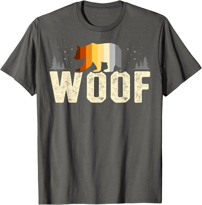 Bear Community Bear Brotherhood Gay Men Gifts Woof Bears Pride Nature Gay Men LGBT Flag T-Shirt - Asphalt Grey