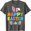 Happy Easter Bunny Rabbit Face Funny Easter Day Women Girls T-Shirt in Asphalt Grey