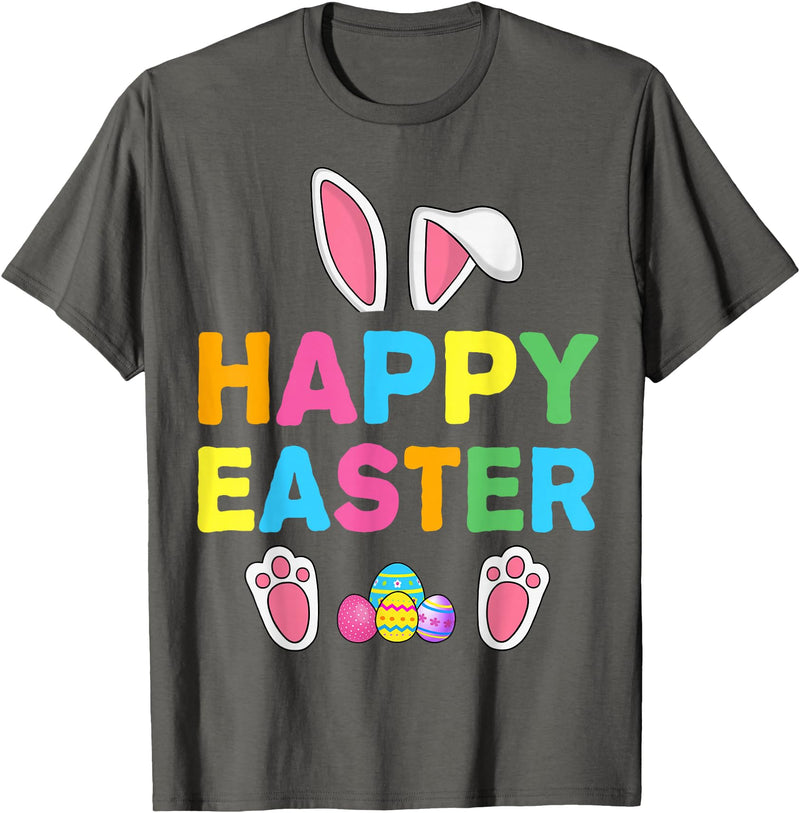 Happy Easter Bunny Rabbit Face Funny Easter Day Women Girls T-Shirt in Asphalt Grey