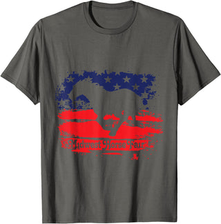 Midwest Horse Fair Red/White/Blue Flag T-Shirt - Asphalt Grey