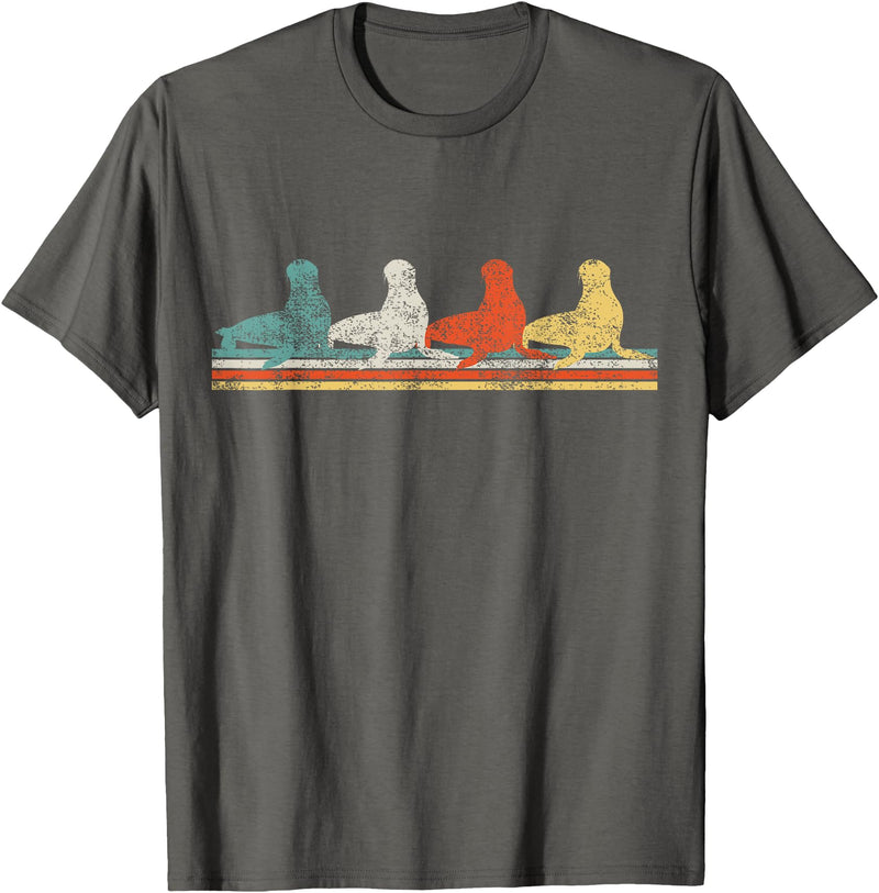 Retro Sea Lion Gifts Sea Lion T-Shirt - Asphalt Grey