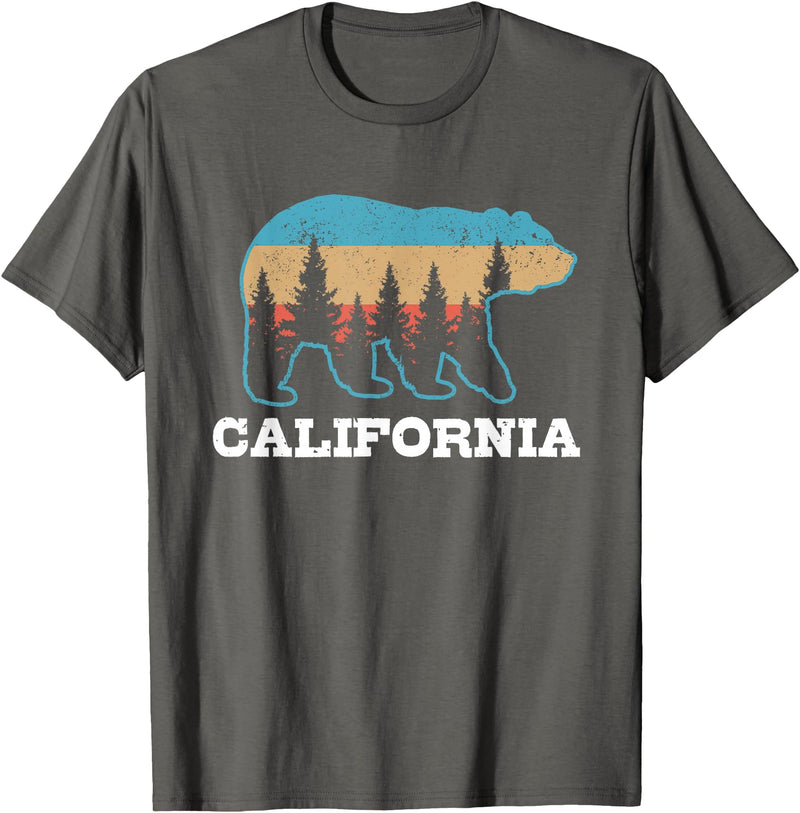 Vintage California Souvenirs & Gifts Vintage California Retro Bear Grizzly Nature Souvenir T-Shirt - Asphalt Grey