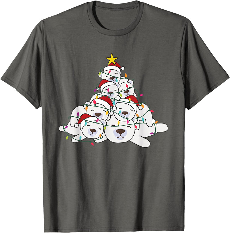 Funny Animals For The Holidays Polar Bear Christmas Tree Funny Animal Christmas Polar Bears T-Shirt - Asphalt Grey
